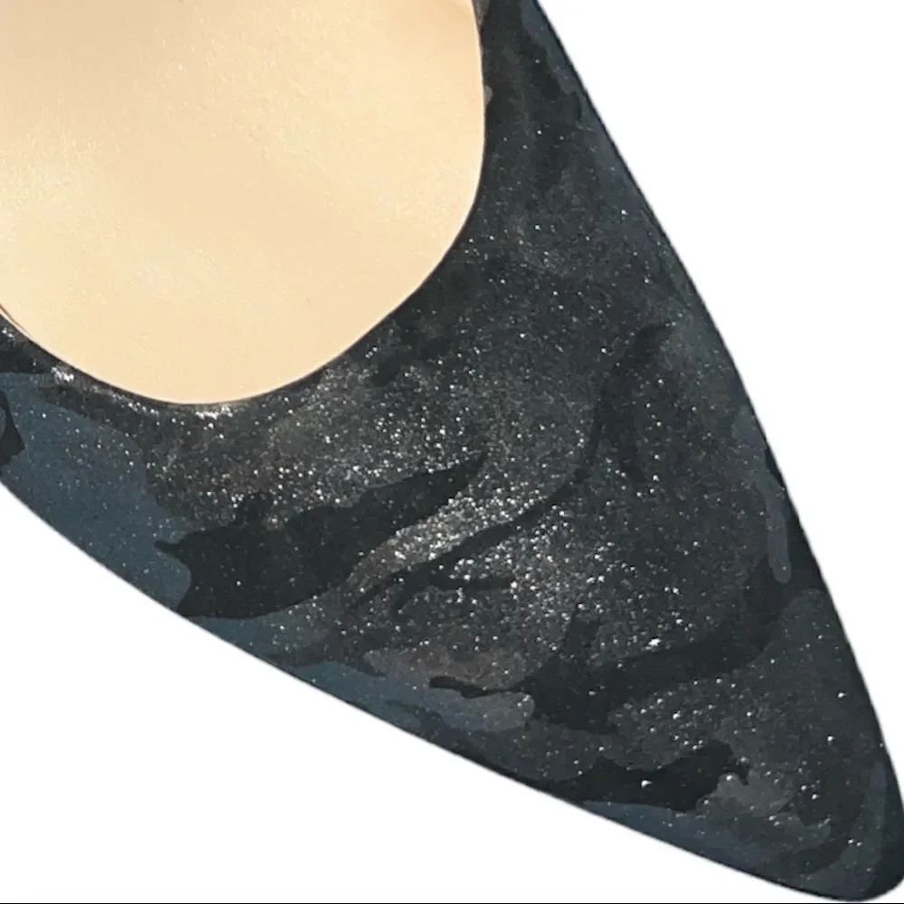 Nine West black/ gray camo style heels - Picture 5 of 7